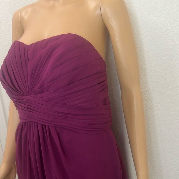 David’s Bridal Dress Sangria Maroon Long 💯 Polyester Strapless Gown Slimming - Picture 3 of 12